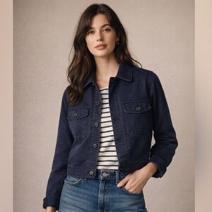 Le Mont St Michel Cotton Workwear Jacket 36 Navy | Screen Worn IWTV